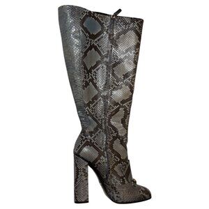 Gucci Aquamarine Blue Python Horse bit Knee-High Lillian Boots – Size 42– NEW